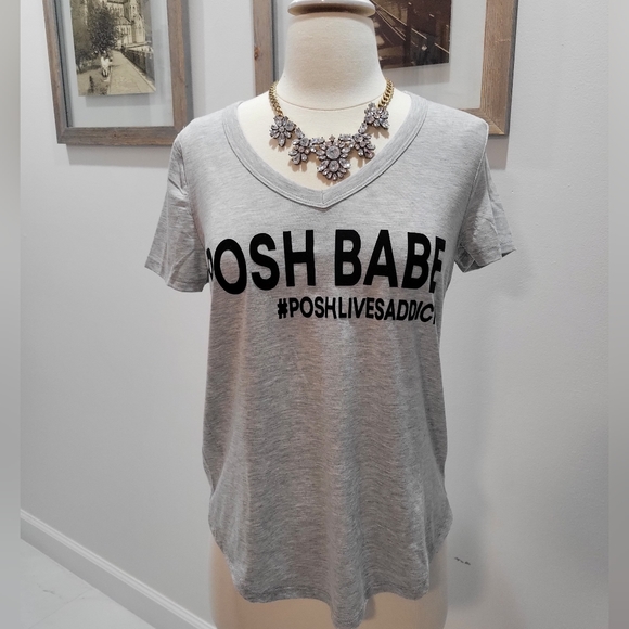 NWT POSH BOSS or BABE gray tree Black velvety letters in Small soft - Picture 1 of 1